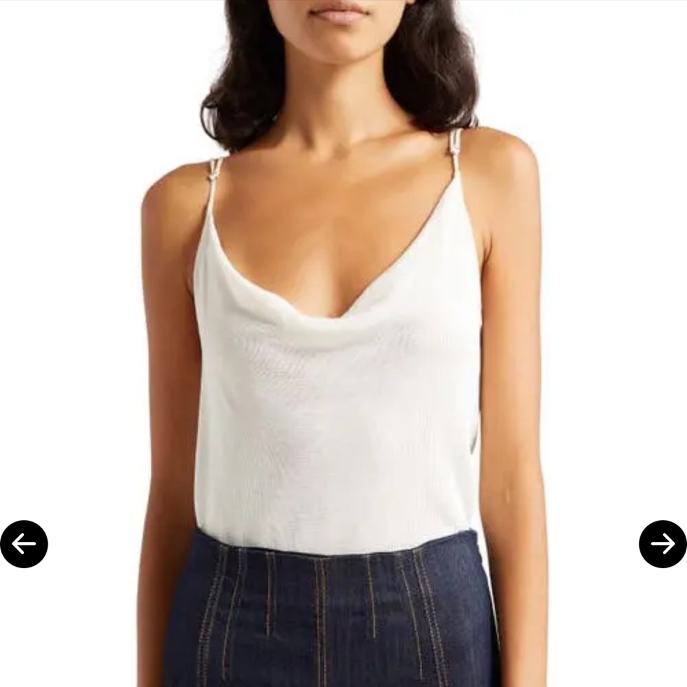 Cinq a Sept Marta Knit Camisole Cami top white cream NWT viscose ivory medium